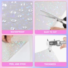 1 cuộn/2 cuộn màng dán tự dính phản quang bạc óng ánh, chống thấm nước, kích thước 300*21cm. Cuộn vinyl phản quang và dụng cụ gạt bằng nhựa. Thích hợp cho nhãn ảnh, đồ thủ công DIY. - Cuộn kính vỡ - Xem 3