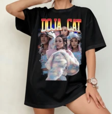 Doja Cat Retro Collage T-Shirt | Y2K Rapper Hip Hop Merch Gender-Neutral Casual Oversized Streetwear Black - Black - View 8