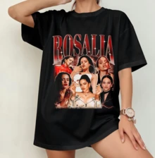 LUXRosalía 90s Style Collage T-Shirt | Dark Pop Aesthetic Gender-Neutral Fan Print Black - Black - View 10