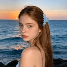 1pc Cute Fresh Semi-Circle Ocean Element Blue Hair Clip, Niche Design Fashionable Hair Claw, Suitable For Beach Vacation, Outdoor, Daily Outing Hair Styling Accessories, Minimalist Sweet Style Hair Accessory For Women,Festival,Party - Multicolor - View 10