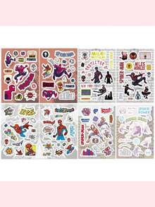 8pcs Sticker Pack, Includes Miles Morales And Spider-Gwen Stickers, Waterproof Vinyl Decals Suitable For Planner, Water Bottle, Skateboard, Luggage, DIY Crafts - Multicolor - View 8