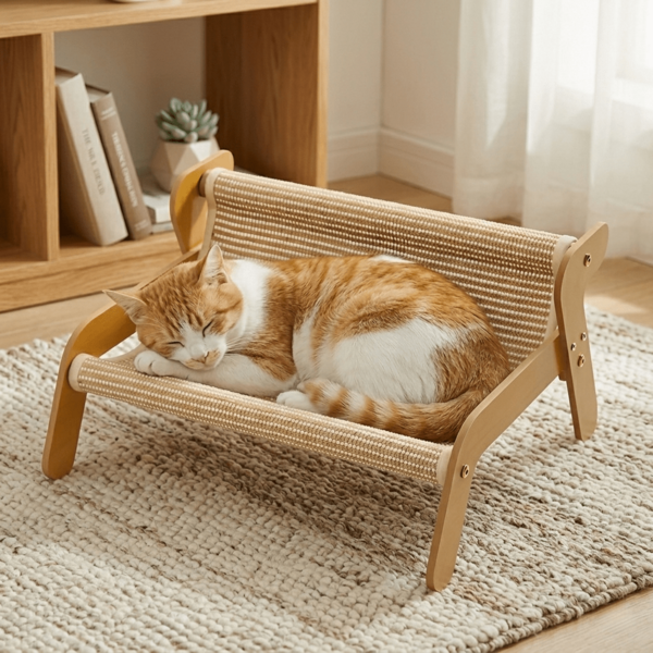 1件装剑麻猫抓躺椅，二合一猫抓板和躺椅，耐用防抓软垫休闲椅，猫咪舒适休息沙发