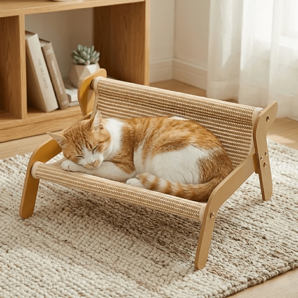1件装剑麻猫抓躺椅，二合一猫抓板和躺椅，耐用防抓软垫休闲椅，猫咪舒适休息沙发
