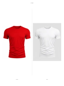 Kit 2 T-Shirts Plain T-Shirts 100% Polyester - Red and White - View 2