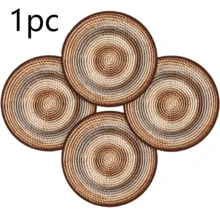 Set med 1/2/4/6/8/300 runda bordsunderlägg med 36 cm diameter, designade med retro koncentriskt cirkelmönster och vävt brunt beige gradientspiralmönster, tjockt slitstarkt tyg - Multifärgad - Visa 14