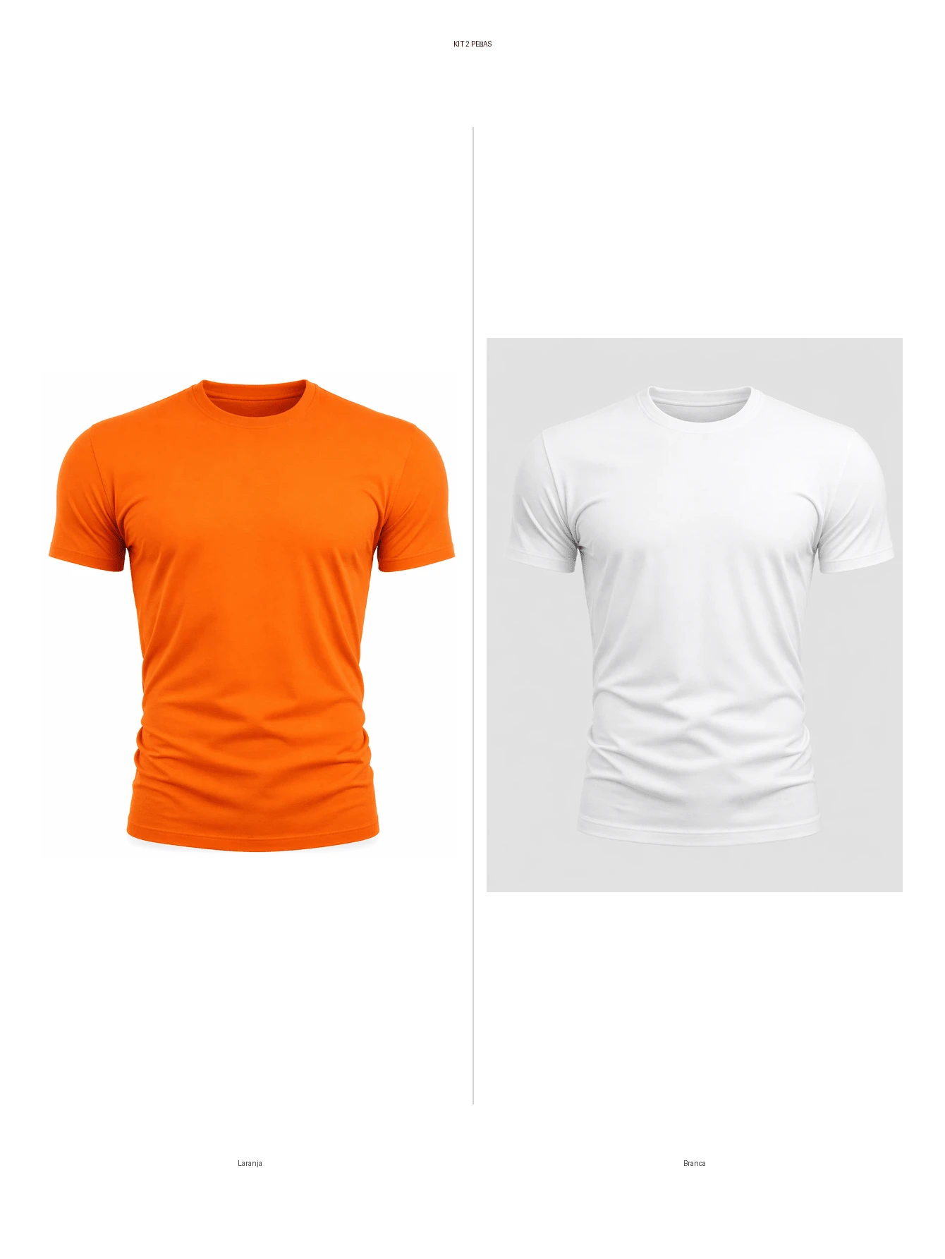 Kit 2 T-Shirts Plain T-Shirts 100% Polyester - Orange and White - View 1