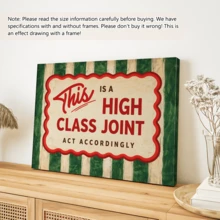 1pc Vintage Wall Art Poster -This Is A High Class Joint - Retro Striped Quotes Painting- Minimal Funny Funky - Preppy Emerald, Framed Or Unframed, Room/Home Decor, College Dorm Apartment Decor, Gifts For Wall Decor In Bedroom, Bathroom - A - View 11