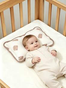 1 pieza Almohada rectangular ligera para bebé con estampado lindo para todas las estaciones, con borde, suave y cómoda, almohada de soporte para cuello y prevención de cabeza plana para bebés - Multicolor - Ver 2