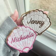 Customized Name Shell Shaped Luggage Tag | Beach Wedding Luggage Gift | Last Beach Bachelorette Party Favor | Bridal Shower Souvenir, Beach Party Hen Do, Customized Name Luggage Tag, Embroidered Name Tag, Keychain Embroidery, For Bridesmaids - Embroidered Seashell Keychain - View 3