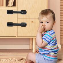 12pcs/8pcs/6pcs/4pcs/2pcs/1pc Black Baby Safety Lock, Baby Safety Guard Lock, Child Safety Cabinet Lock - Quick And Easy Adhesive Drawer Cabinet Lock And Cabinet Door Lock, Drawer Lock Withorews Or Magnets, Multifunctional For Furniture, Kitchen Oven, Toilet Lid, Etc. - Black - View 4