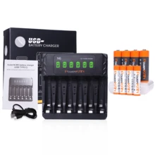 POWERKAN 可充电套装：6槽智能充电器 + 8节1.2V镍氢AA/AAA可充电电池，1000次循环寿命，适用于玩具、遥控器和家用电子产品的高性能解决方案 - 是 - 查看 1