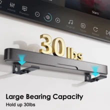 Soporte de pared universal para barra de sonido, soporte de metal de alta resistencia para barra de sonido con capacidad de 30 libras, profundidad ajustable, almohadillas antideslizantes y antivibraciones, compatible con Samsung, Vizio y la mayoría de barras de sonido para TV - Soporte ajustable para altavoz - Ver 2
