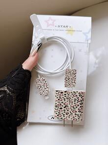 4pcs Heart-Shaped Leopard Print Charging Head Protector Cases, Compatible With 20W Charger For IPhone 15 Pro Max, 17 Pro Max, 16 Pro Max, 11, 12, 13, 14 Pro Max, Fashionable - Apricot - View 2