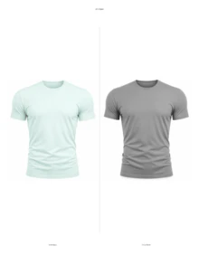 Kit 2 T-Shirts Plain T-Shirts 100% Polyester - Light Green and Gray - View 2