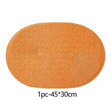 45*30cm 橘色橢圓塑膠編織餐墊，4.72英吋杯墊，易清潔、防滑、耐熱，裝飾墊，抗皺，適用於派對、婚禮、喬遷、聖誕節、萬聖節、感恩節、母親節 - 橘色 - 查看 13