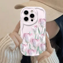 Bộ 2 món (Ốp lưng điện thoại họa tiết hoa tulip 2D đính ngọc trai + Vòng tay hoa tulip), Ốp bảo vệ điện thoại màu trắng kem, in phẳng, làm từ chất liệu TPU, bảo vệ toàn diện camera, chống sốc, chống rơi, thiết kế thanh lịch, tương thích với iPhone 16 Pro Max/16 Plus/16 Pro/16/15 Pro Max/15 Plus/15 Pro/15/14 Pro Max/14 Plus/14 Pro/14/13 Pro Max/13 Pro/13/12 Pro Max/12 Pro/12, A60, Galaxy S25, S24, S23, Smart 10 Plus, Edge 50, A5 - trắng - Xem 7