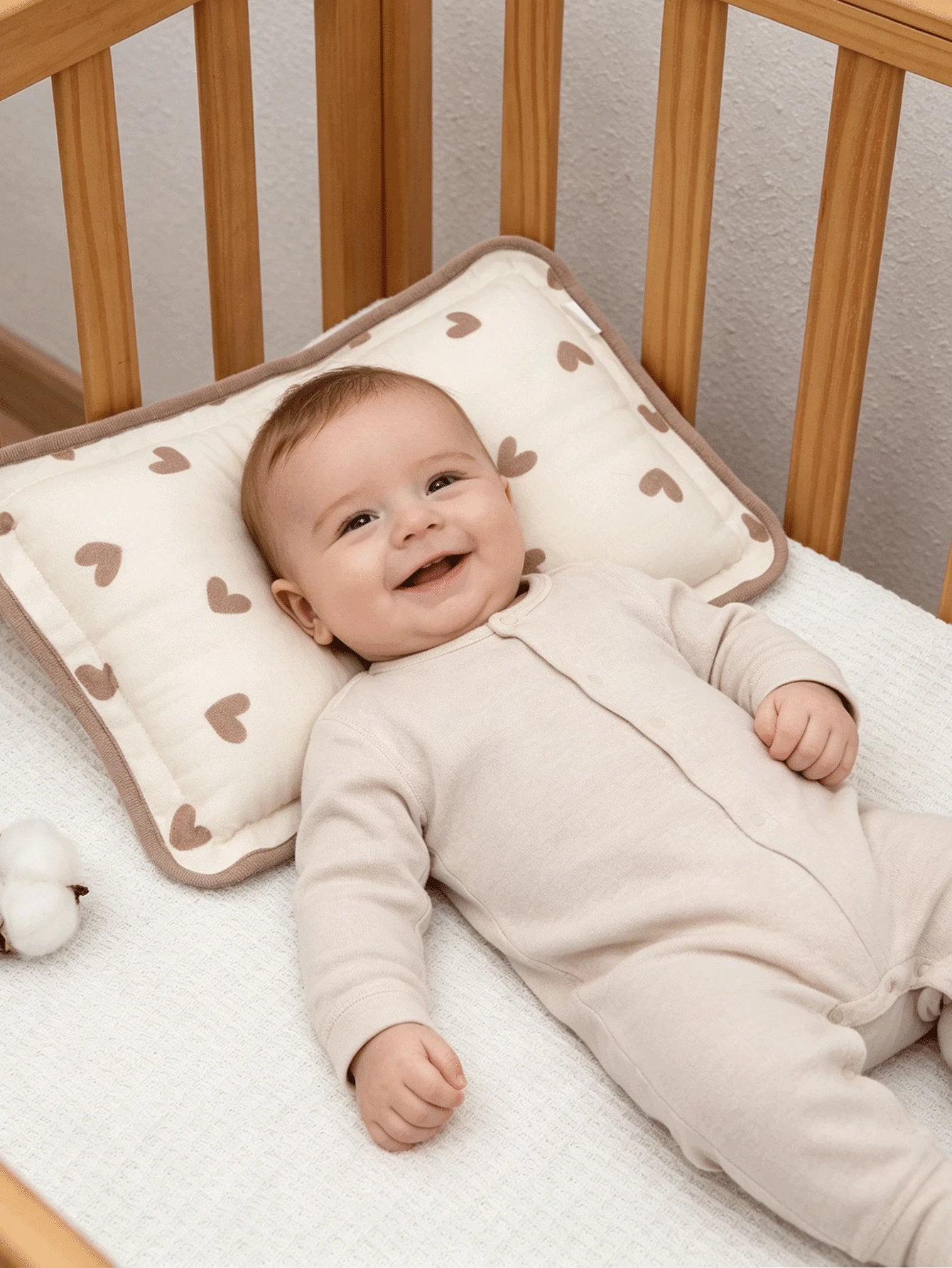 1 pieza Almohada rectangular ligera para bebé con estampado lindo para todas las estaciones, con borde, suave y cómoda, almohada de soporte para cuello y prevención de cabeza plana para bebés - Multicolor - Ver 1