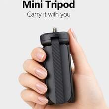适用于 Osmo Pocket 3 的迷你三脚架,可折叠桌面相机支架,带 1/4 英寸螺丝,口袋大小的便携式手柄三脚架,适用于 Insta360 X5/X4/X3,Vlog、旅行、直播 - 查看 5