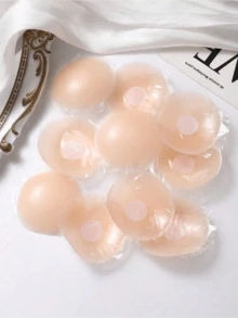 10入可重複使用圓形矽膠乳貼，高級可水洗無膠隱形矽膠胸墊，適用婚紗、露背裝、攝影造型服、晚禮服，女性派對穿搭配件，10/2/1入可選 - 多色 - 查看 4