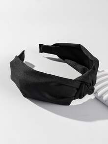 1 pieza Aro para el cabello de estilo Y2K de ala ancha y unicolor brillante, accesorio para el cabello de verano, diadema, accesorios para el cabello, accesorios para la cabeza, vacaciones, viaje - Negro - Ver 5