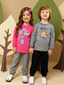 8-Piece Girls' Winter Sweatshirt Set (Sizes 1-16) - 4 Sweatshirts + 4 Pants - 1 conjunto (1 chaqueta + 1 pantalón) - Ver 3