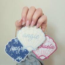 Customized Name Shell Shaped Luggage Tag | Beach Wedding Luggage Gift | Last Beach Bachelorette Party Favor | Bridal Shower Souvenir, Beach Party Hen Do, Customized Name Luggage Tag, Embroidered Name Tag, Keychain Embroidery, For Bridesmaids - Embroidered Seashell Keychain - View 4