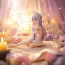 1pc 3.7 Inch Anime Girl Figurine, PVC Soft Material White Hair Falling Dress With Pink Belt, High Fidelity Collectible Model Toy, Unique Birthday Gift For Anime Fans, Desktop Decor - Multicolor - View 5