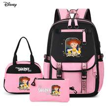 Miniso Disney Jessie Sheriff 3 PiecesBackpack Set Casual Daily Use Insulated Bag And Organizer Pouch Contrast Color Pink Black - Color 1 - View 5