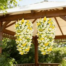 4 buc. vată artificială decorativă de tip Morning Glory, flori artificiale de înaltă calitate, fără întreținere, potrivite pentru decorațiuni exterioare, ușa de la intrare, pridvor, decorarea tocului ferestrei, decor casnic pentru toate anotimpurile - Multicolor - Vizualizare 7