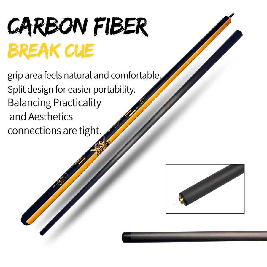 58-Inch Billiard Cue Stick, 58-Inch/148cm Carbon Fiber Shaft + 13mm Anti-Explosion Ferrule, Triple Tooth Quick Release Joint + Non-Slip Handle, 19oz Professional Weight, Hand-Carved Mechanical Cat Pattern, Durable Billiard Break Cue - Multicolor - View 1