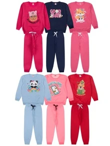 8-Piece Girls' Winter Sweatshirt Set (Sizes 1-16) - 4 Sweatshirts + 4 Pants - 1 conjunto (1 chaqueta + 1 pantalón) - Ver 5
