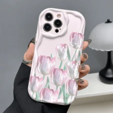 Bộ 2 món (Ốp lưng điện thoại họa tiết hoa tulip 2D đính ngọc trai + Vòng tay hoa tulip), Ốp bảo vệ điện thoại màu trắng kem, in phẳng, làm từ chất liệu TPU, bảo vệ toàn diện camera, chống sốc, chống rơi, thiết kế thanh lịch, tương thích với iPhone 16 Pro Max/16 Plus/16 Pro/16/15 Pro Max/15 Plus/15 Pro/15/14 Pro Max/14 Plus/14 Pro/14/13 Pro Max/13 Pro/13/12 Pro Max/12 Pro/12, A60, Galaxy S25, S24, S23, Smart 10 Plus, Edge 50, A5 - trắng - Xem 5