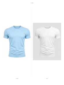 Kit 2 T-Shirts Plain T-Shirts 100% Polyester - Baby Blue and White - View 1