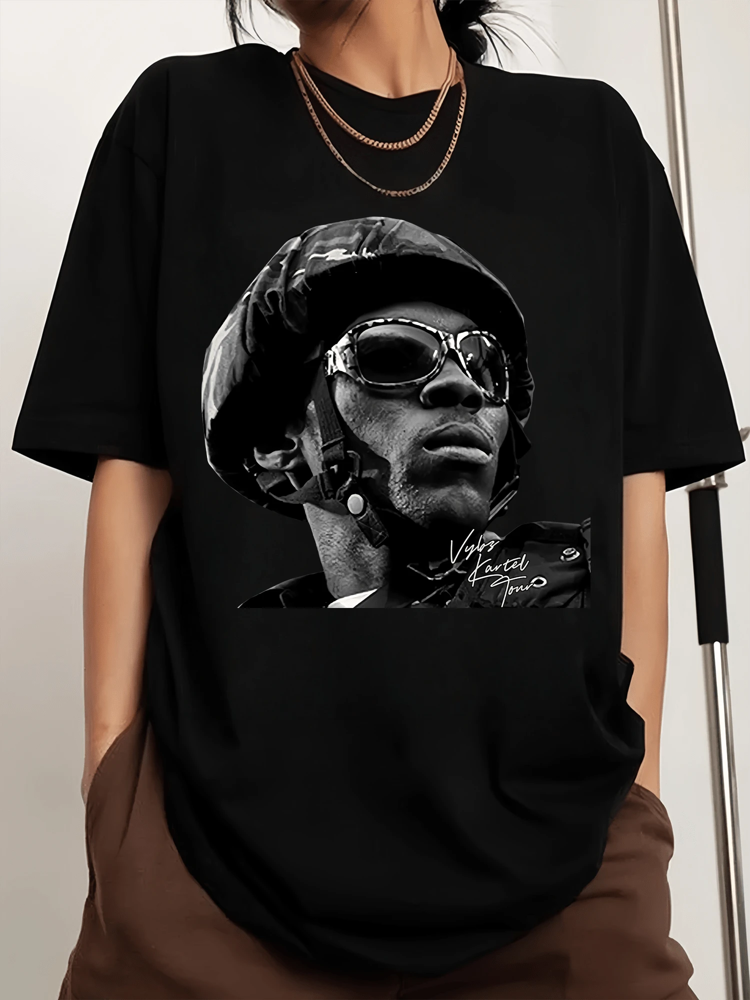 Vybz Kartel TOUR Graphic Crew-Neck Printed Men's Sports Short-Sleeved T-Shirt - Black - View 1