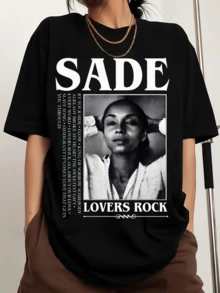 SS-Sades Lovers Rock-tryckt herrsport-T-shirt med rund hals och korta ärmar - Svart - Visa 1