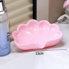 北欧贝壳形皂碟 - 浴室皂盒 - 多功能化妆品和珠宝收纳托盘 - 白色桌面装饰 - 貝殼肥皂盒 - 查看 6