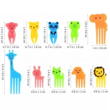 10/30/50pcs Animal & Fruit Shaped Plastic Mini Dessert Picks, Cartoon Animal Fruit Toppers, Bento Decor, Party Snack Decorations - Multicolor - View 8