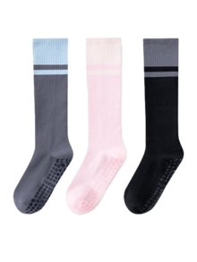 1 Pair Women's Calf Compression Socks, Spring/Autumn Sports Shaping Knee-High Socks With Lace Patchwork Stripes, Contrast Color Anti-Slip Silicone Bottom Leg Protection Socks, Fitness Leggings - Multicolor - View 12
