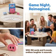 Snort Funny – The Ultimate You Laugh You Lose Game For Family And Friends | 150 Challenge Cards, 5 Pig Snouts & 60 Mud Tokens – Great Party Game For Birthdays & Holidays - 淺藍色 - 查看 3