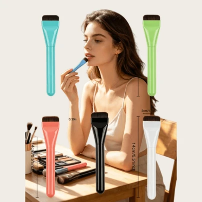 Cọ tán kem nền Dopamine Color Word, cọ trang điểm siêu mỏng không đường may, lông mềm không thấm phấn, cọ trang điểm mặt đa năng cầm tay tiện dụng.