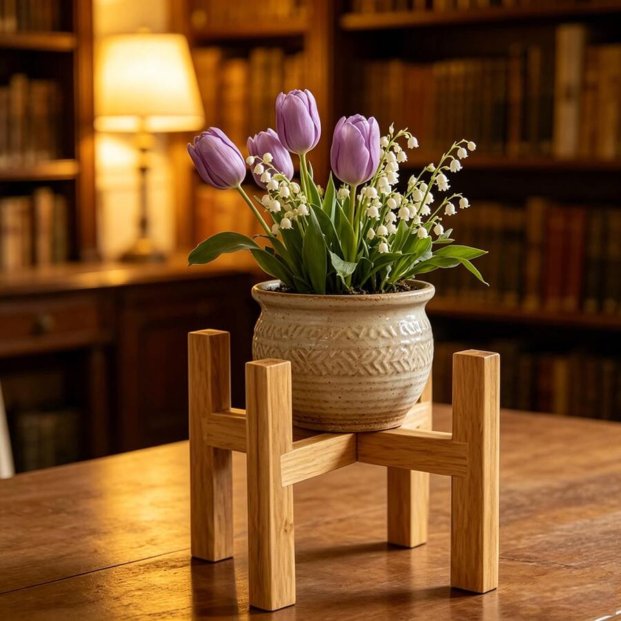 Cross Flower Indoor Outdoor Plant Stand, Creative Space-Saving Flower Pot Organizer, Retractable Stainless Steel & Non-Retractable Wooden Plant Shelf, Sturdy Stable Narrow Slim Plant Holder Rack, Home Gardening Decoration For Small Space, Apartment, Balcony, Living Room, Bedroom, Dorm Room, Renters, Tiny Home, Window Sill, Patio, Ideal For Succulents, Flowers, Greenery, Potted Plants Display & Storage