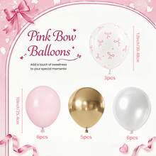 41pcs Pink Bow, Pearl White, Gold, Pink Balloon Set, Suitable For Fairy Birthday, Wedding, Baby Christening, Bridal Shower, Bachelorette Party, Summer Gathering Decoration - View 11
