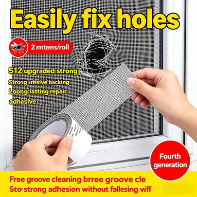 One Roll Window Barrier Repair Tape, Self-Adhesive Mesh Patch Set, Fiberglass Covering For Doors And Windows, Repair Holes And Tears, Mosquito Repellent, Home And Office Use, Length 2m/78.74in