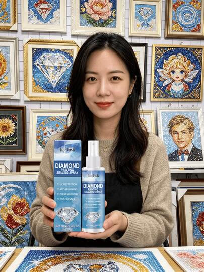 JUE FISH Diamond Painting Sealant Spray, Specially Designed For DIY Diamond Painting. It Can Permanently Fix The Diamonds, Prevent Them From Falling Off And Oxidizing. Added UV Protection Factor To Effectively Prevent Yellowing.