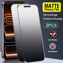 2 piezas Protector de pantalla de privacidad mate de cobertura completa, protección de bordes mejorada anti-espía anti-arañazos instalación fácil, compatible con Apple 17 Pro Max/17 Air/16 Pro Max/16 Plus/16E/15 Pro Max/14/13 Mini/12/11/Xs Max/XR - Negro - Ver 19
