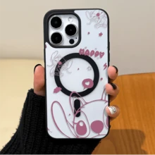 Disney Licensed Lilo & Stitch Angel Phone Case, Adorable Pink Angel With Line Sketch & Whimsical Accents, Clear Transparent Design With MagSafe Compatible Ring, Scratch-Resistant Pink Frame Case For IPhone 17, 16, 15, 14, 13, 12, And 11 Pro,Galaxy S22 ,S23,S24,S25models.. A Fun Gift For Family, Friends, Birthdays, Holidays, And Special Occasions. - Black - View 3