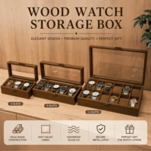 Personalized Watch Box, Customizable Engraved Watch Storage Rack With Glass Cover, Elegant Watch Display Stand, Men's Watch Storage Box, Suitable As A Gift For Husband, Boyfriend Or Father. Fashionable Holiday Gift Box. Multifunctional Storage Box Combining Jewelry And Watch Storage, Suitable For Desktop And Drawer. - Coffee Brown - View 11