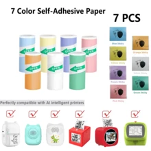 Colorful Mini Thermal Printer Paper Refill For Most Mini Thermal Printers 57 X 25mm Thermal Sticker Paper Rolls For T02/M02 Remove Plastic Roll Holder Study Notes Photos Journals Memo Lists - View 3
