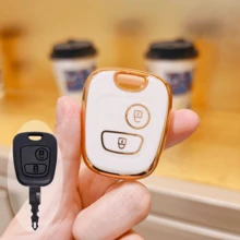 1 chiếc ốp chìa khóa xe hơi bằng TPU mạ điện, bảo vệ toàn diện chống rơi vỡ, kiểu dáng tối giản thời trang với họa tiết kim loại, tương thích với Peugeot 107 206 207 307 408, C1 C2 C3 C4 Picasso, Aygo - Logo A - Xem 15