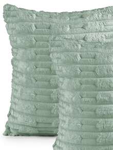 Set Of 2 Velvety Plush Decorative Cushion Covers (45cm X 45cm) With Zipper - Sương - Xem 2